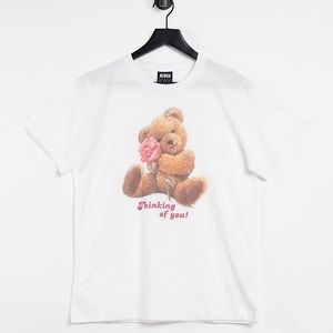 Minga London oversized T-shirt with teddy thinking of you graphic